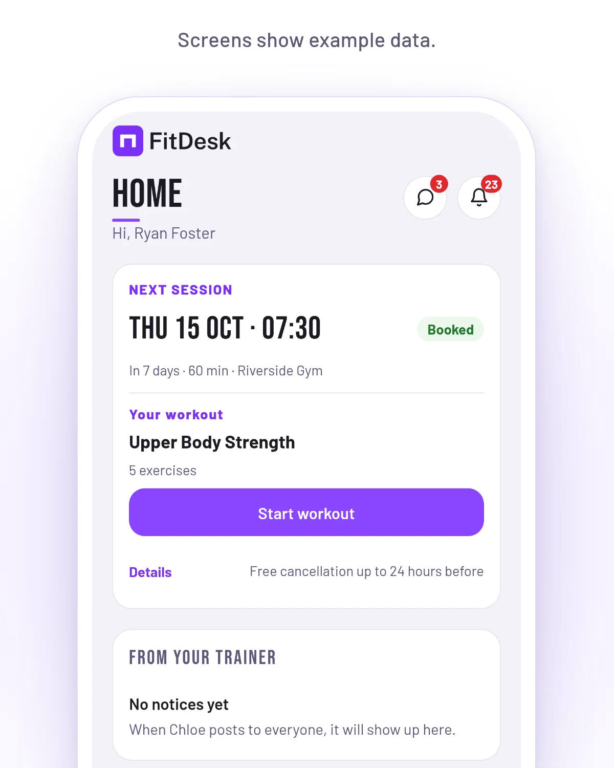 Diary, chat, payment links, spreadsheets, workout plans and more converging into one FitDesk login